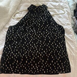 Lilly Pulitzer Black High-Neck Sleeveless top with Gold Dot Print